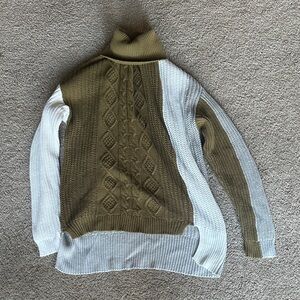 Cato Olive and Cream Turtleneck Sweater